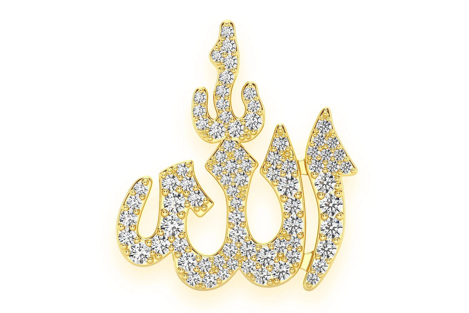Erkals Jewellers Arabic Allah Pendant 18K Gold Diamond 0.65ctw
