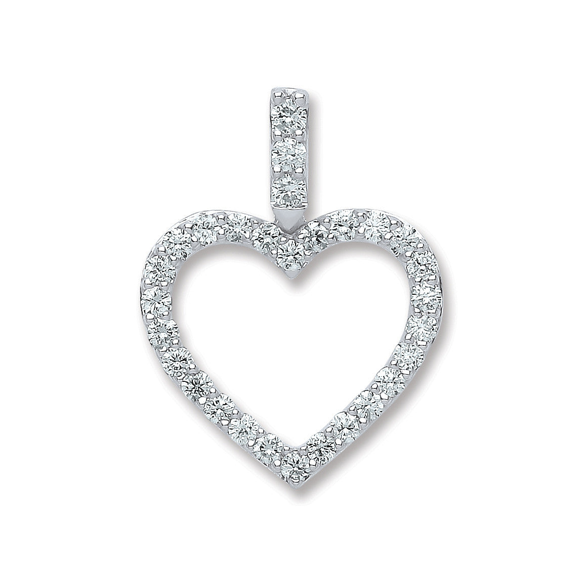 18ct White Gold 0.60ct GH-VS Diamond Drop Heart Pendant