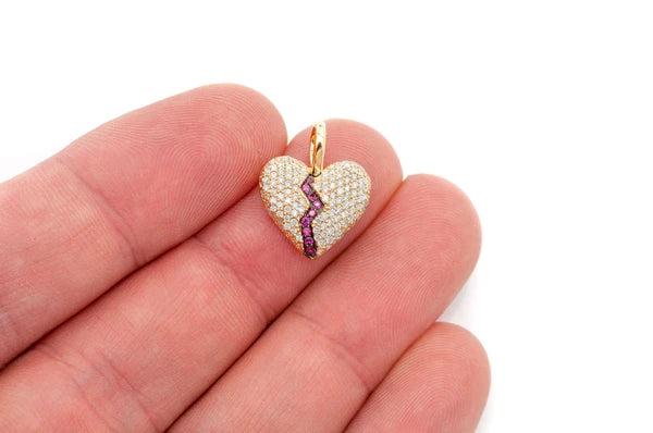 Erkals Jewellers Broken Heart Emoji Pendant 18K Gold Diamond 0.70ctw