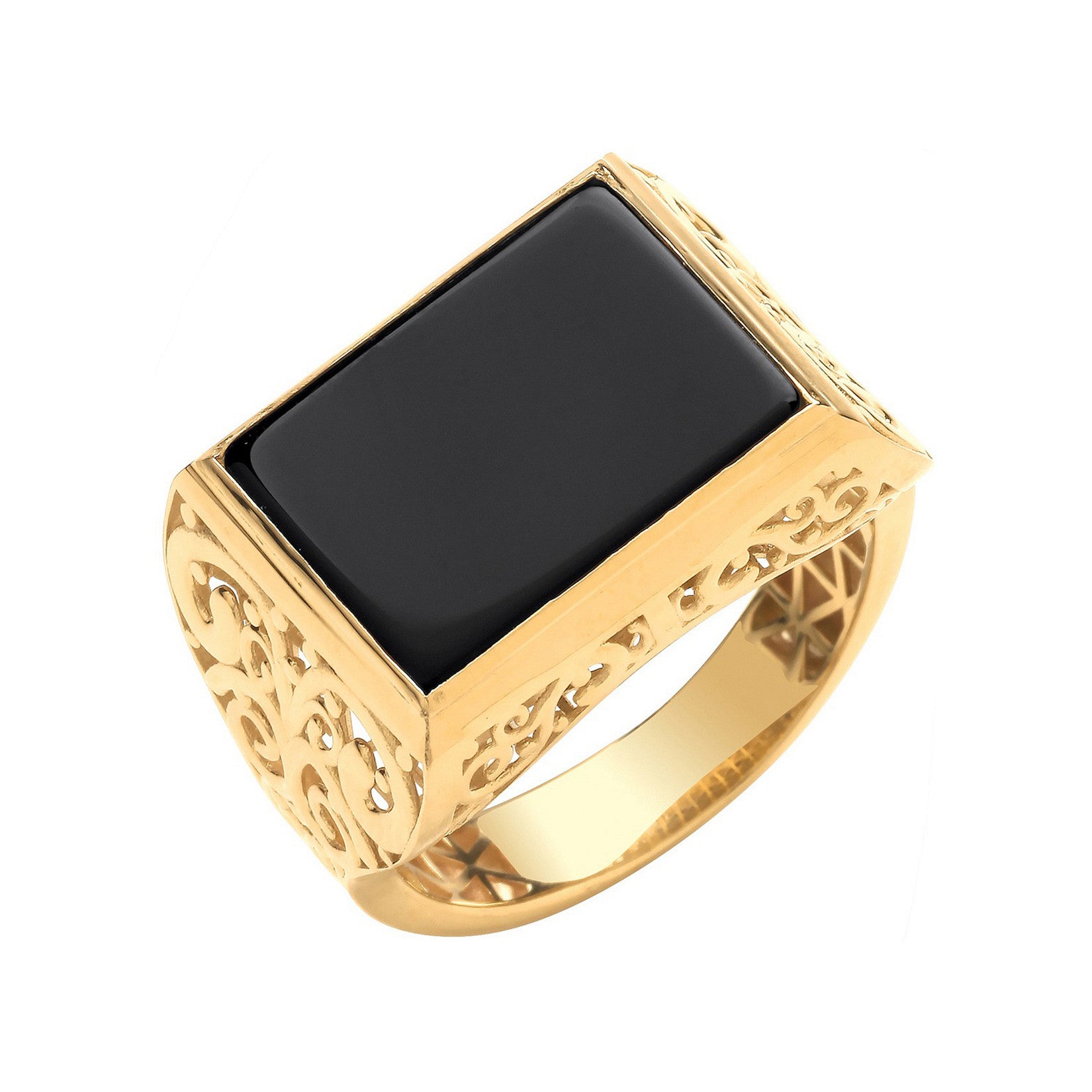 Y/G Rectangular ONYX Gents Ring