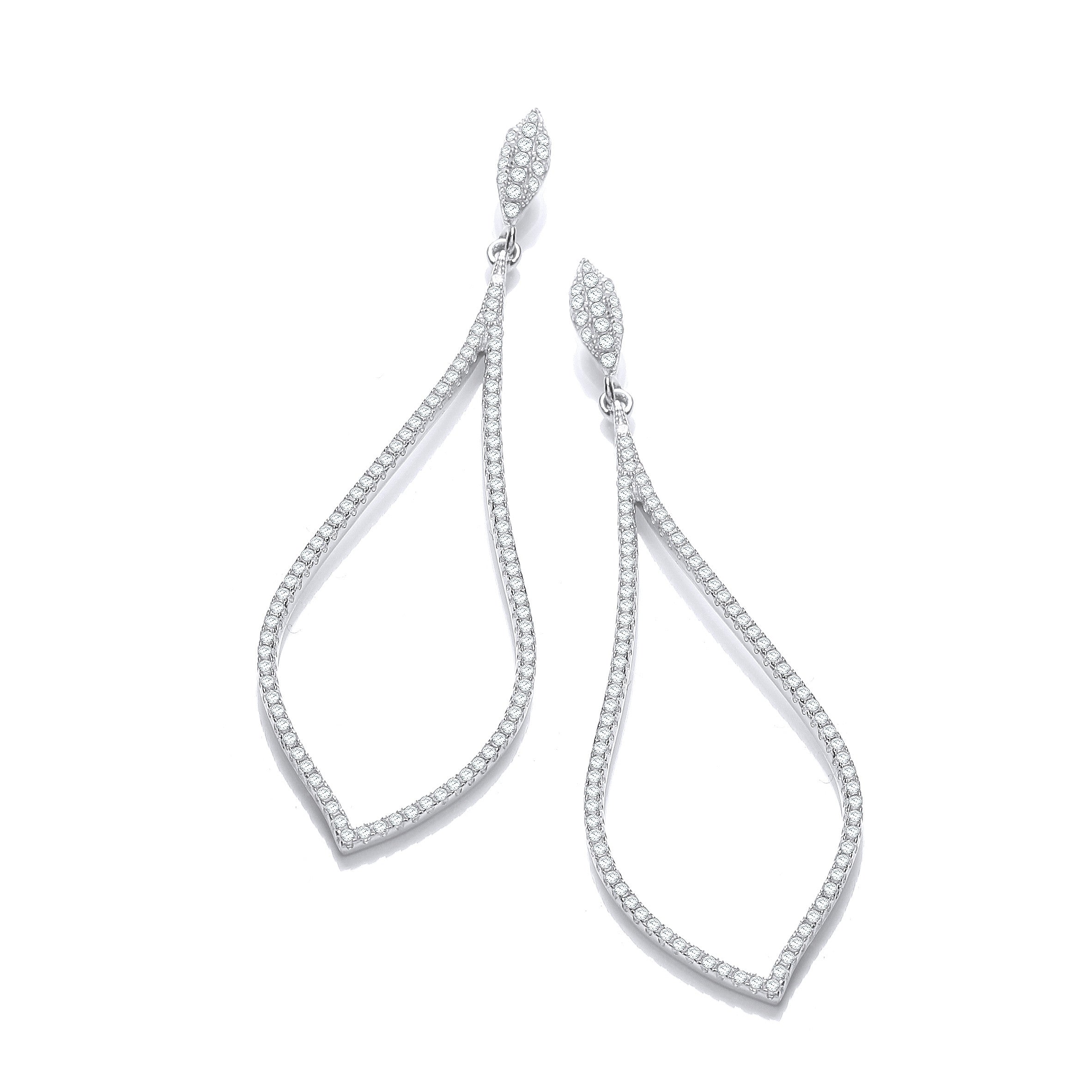 Micro Pave' Long Tear Drop Cz Earrings