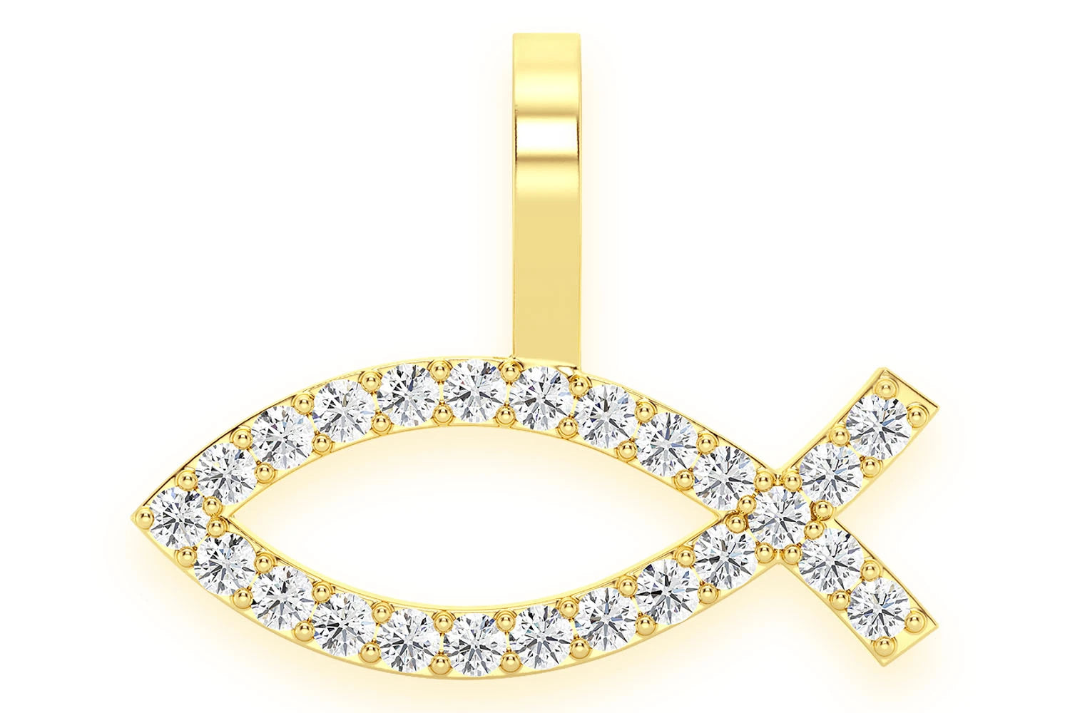 Erkals Jewellers Christian Fish Pendant 18K Gold Diamond 0.20ctw