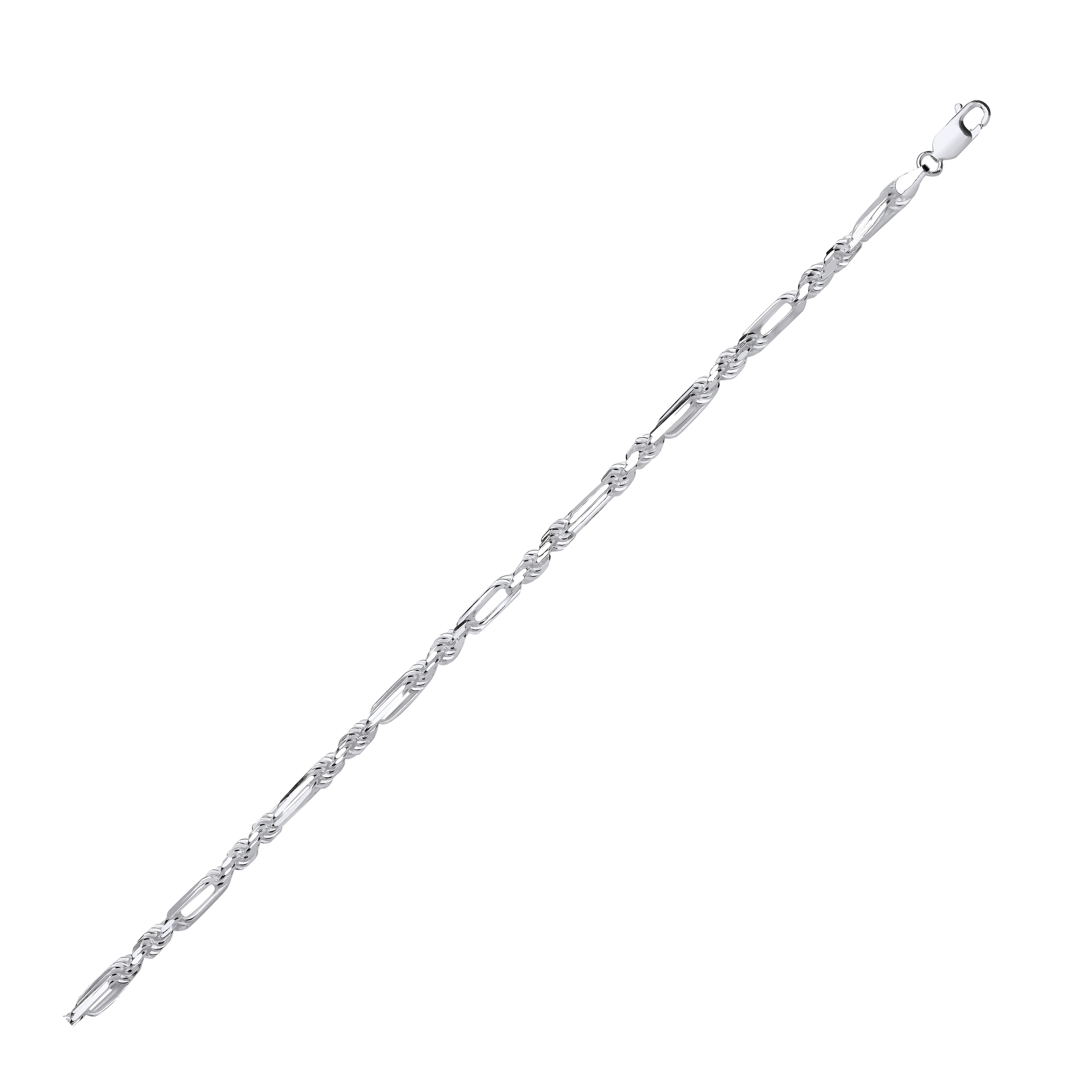 Silver 4.7mm Rope &  Open Elongated Link Chain