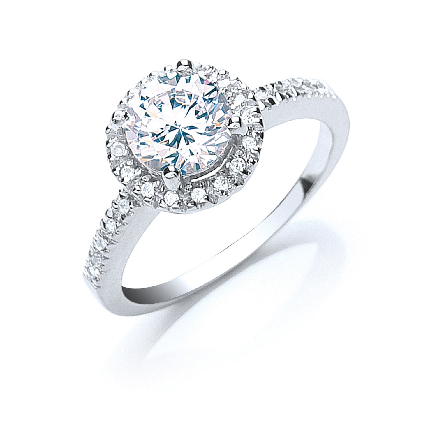 Silver Claw Set Cz Solitaire Ring