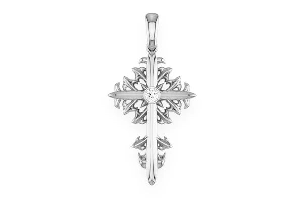 Erkals Jewellers Plain Filigree Cross Pendant 18K Gold Diamond 0.02ct