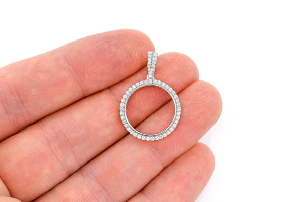 Erkals Jewellers Small Round Picture Memory Pendant 18K Gold Diamond 0.50ctw