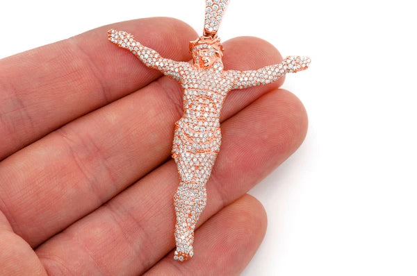 Erkals Jewellers Large Jesus Crucifix Pendant 18K Gold Diamond 3.30ctw
