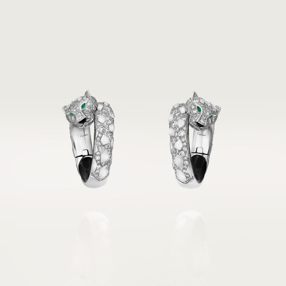 Cartier Panthère de Cartier Earrings White Gold Diamonds Emeralds Onyx