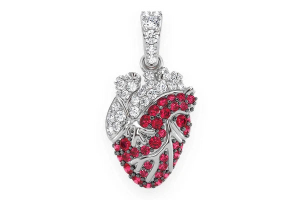 Erkals Jewellers Ruby Human Heart Pendant 18K Gold Diamond 0.40ctw