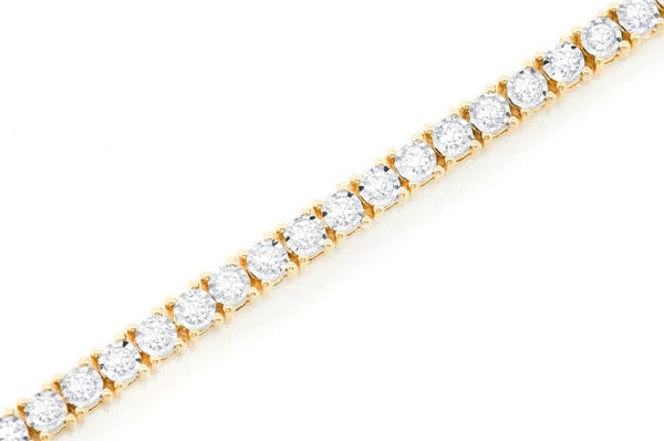 Erkals Jewellers 2pt Miracle Set Diamond Tennis Bracelet 18K Gold 1.25ctw