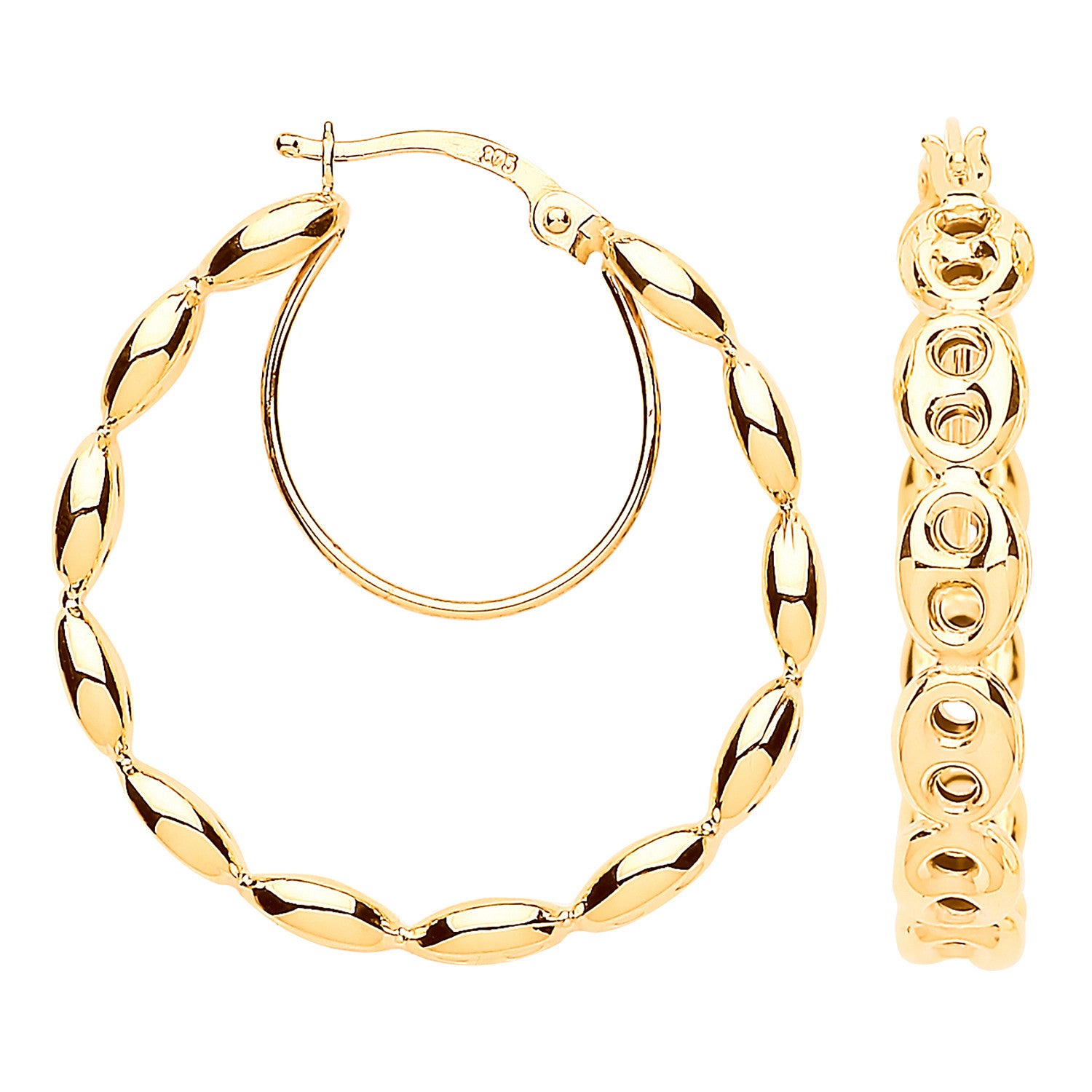 Y/G Coffee Bean 25mm Hoop Earrings