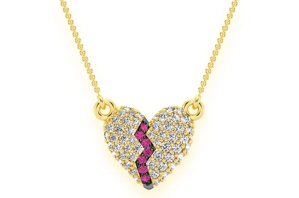 0.35ct Diamond Heartbreaker Connected Necklace 14K Solid Gold