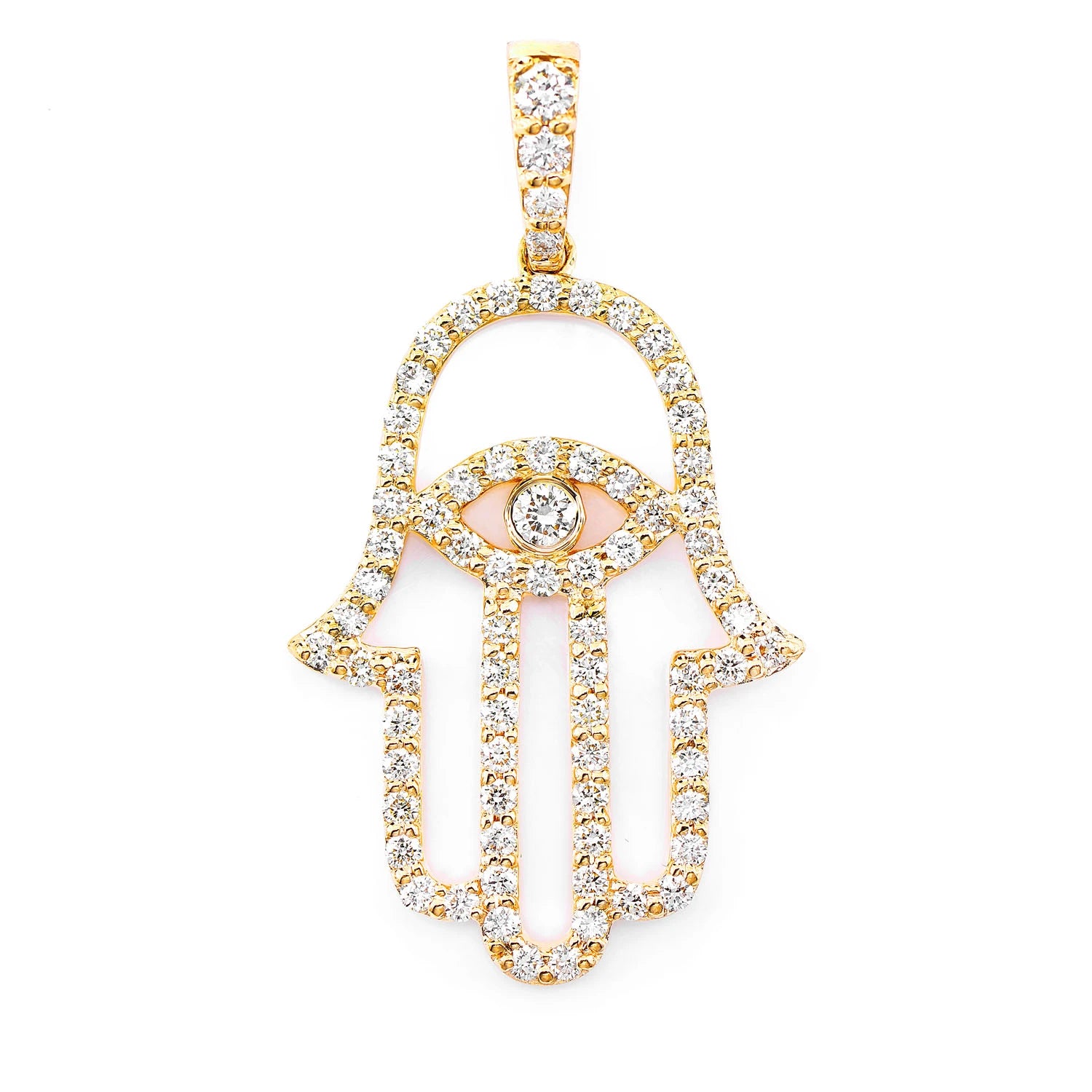 Erkals Jewellers Open Hamsa Pendant 18K Gold Diamond 0.85ctw