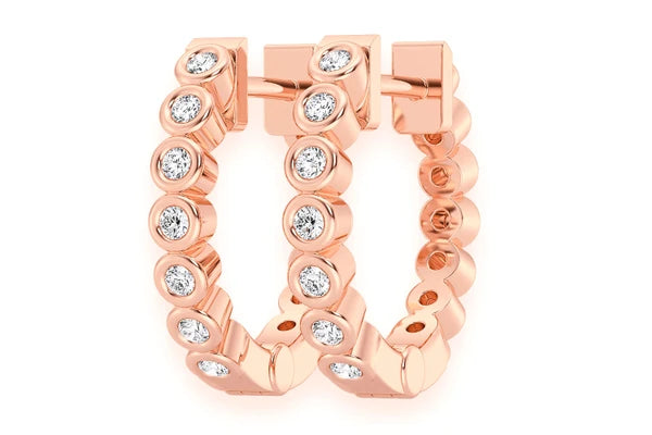 Erkals Jewellers Bezel Set Huggie Hoop Earrings 18K Gold 0.10ctw