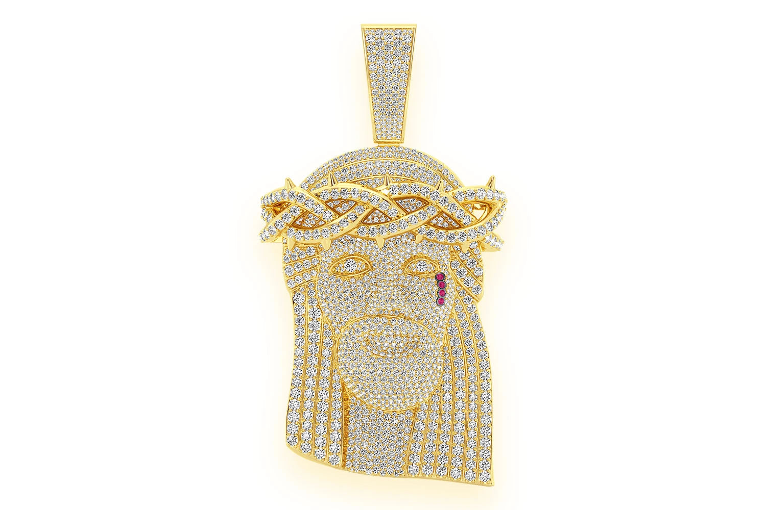 Erkals Jewellers Extra Large Jesus Of Nazareth Pendant 18K Gold Diamond 22.25ctw