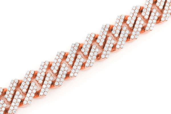 Erkals Jewellers 11mm Raised Diamond Cuban Link Bracelet 18K Gold 8.50ctw