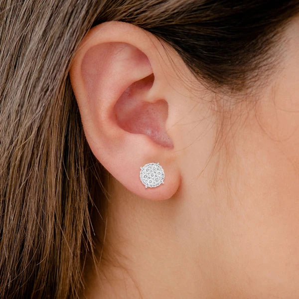 Erkals Jewellers Disc Cluster Stud Earrings 18K Gold 1.00ctw