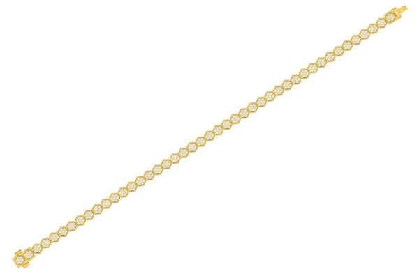 Erkals Jewellers Milgrain Hexagon Link Diamond Tennis Bracelet 18K Gold 1.25ctw