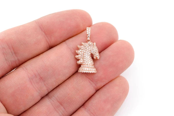 Erkals Jewellers Knight Chess Piece Pendant 18K Gold Diamond 0.90ctw