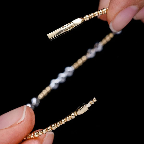 Erkals Jewellers Graduated Beaded Flex Diamond Bangle Bracelet 18K Gold 0.60ctw