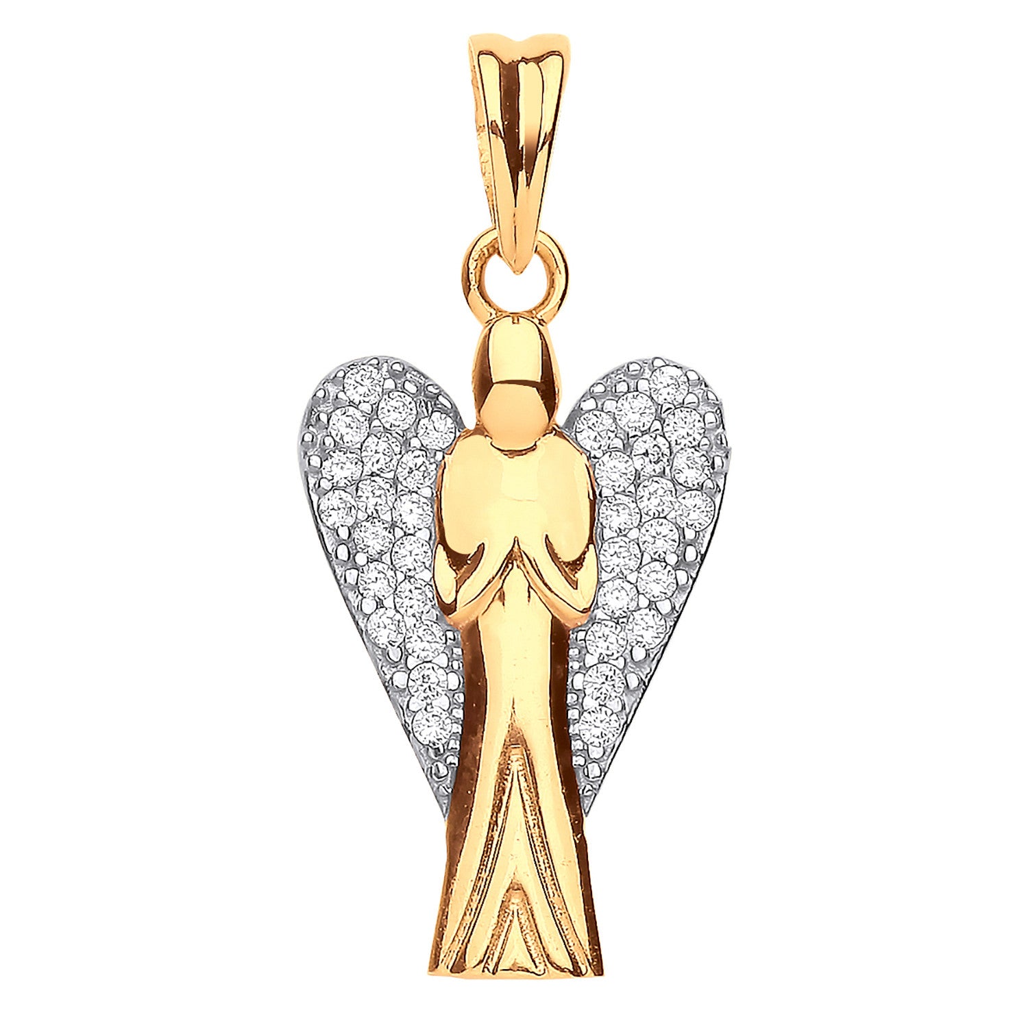 Y/G Large Cz Angel Pendant