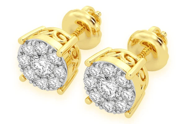 Erkals Jewellers Mosaic Stud Earrings 18K Gold 0.50ctw