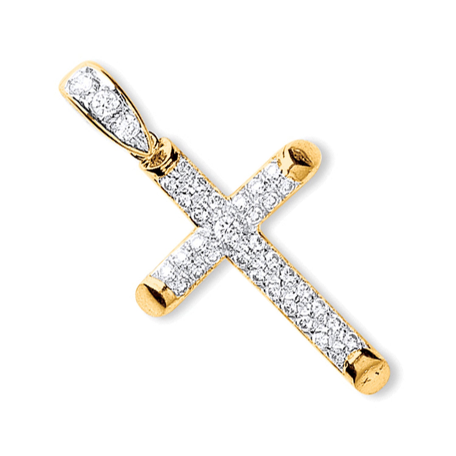 Y/G Round Tubed Cz Cross