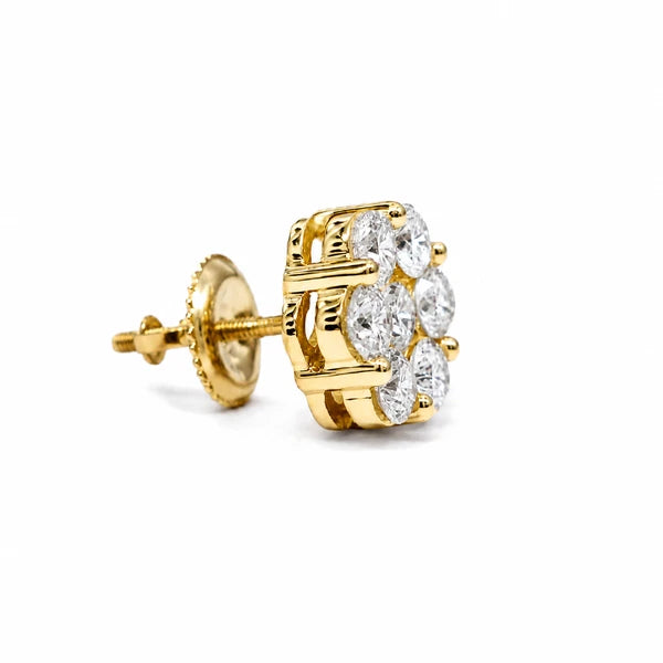 Erkals Jewellers Flower Stud Earrings 18K Gold 1.50ctw