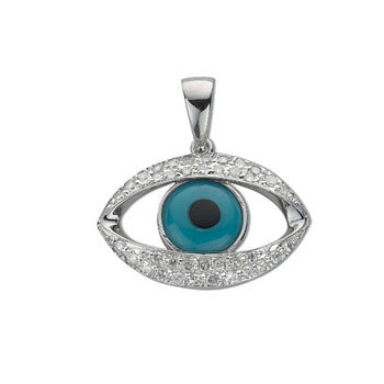 18ct White Gold 0.20ct Diamond Evil Eye Pendant