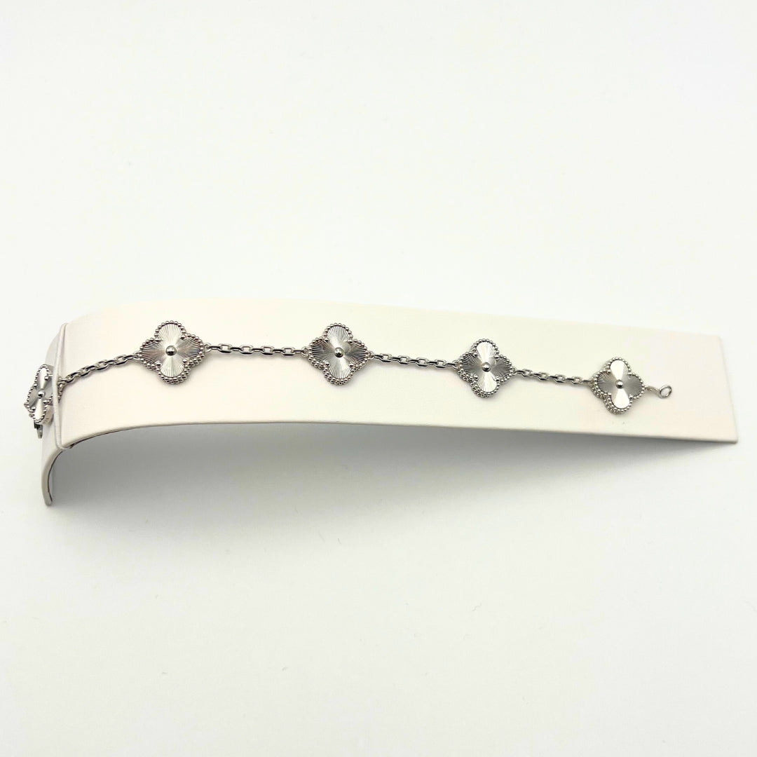 Van Cleef & Arpels Vintage Alhambra Bracelet 5 Motifs 18K White Gold