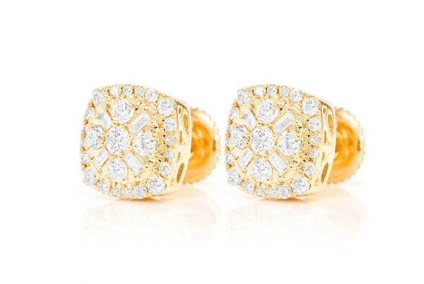 Erkals Jewellers Baguette Flower Stud Earrings 18K Gold 1.00ctw