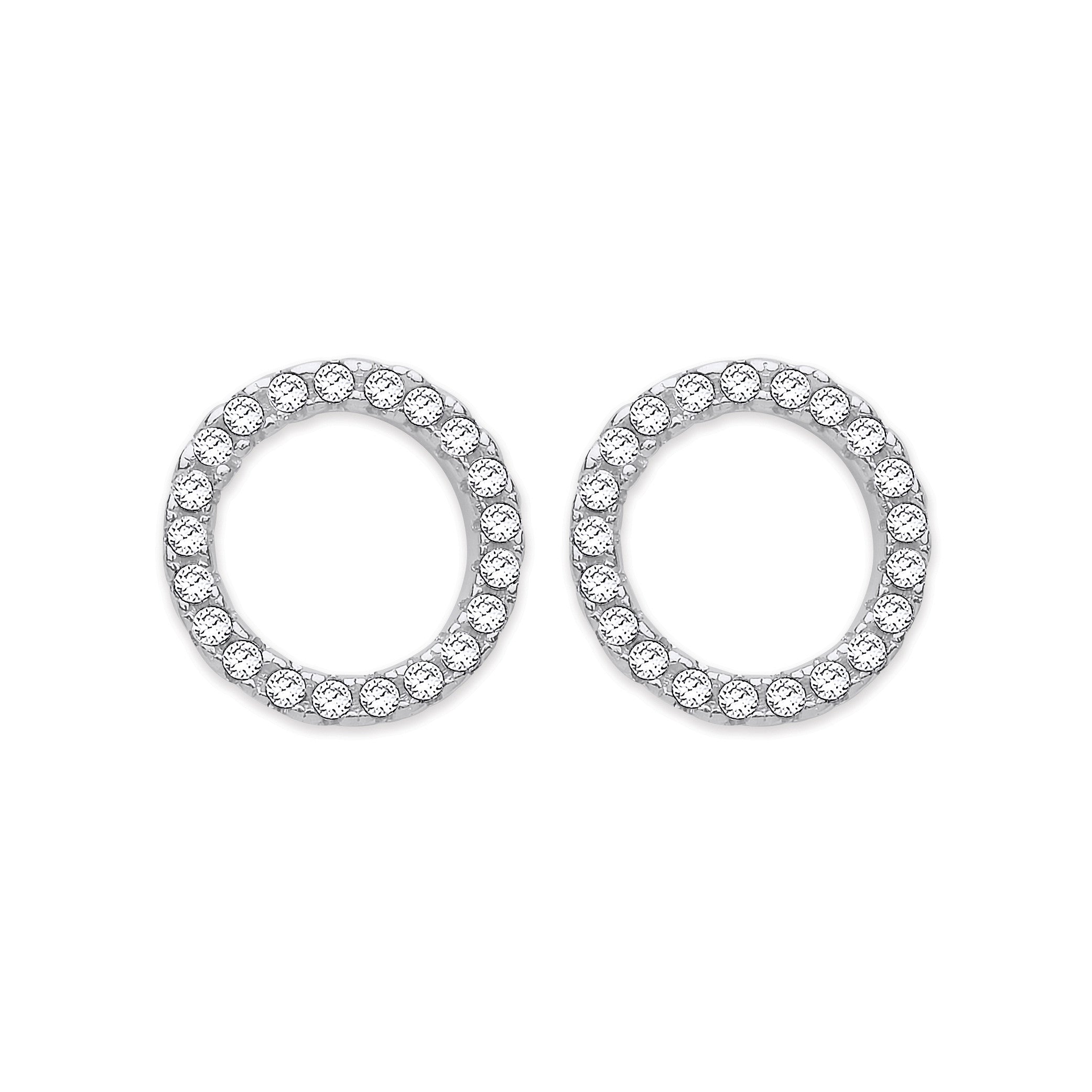 Silver Cz Circle of Life Stud Earrings