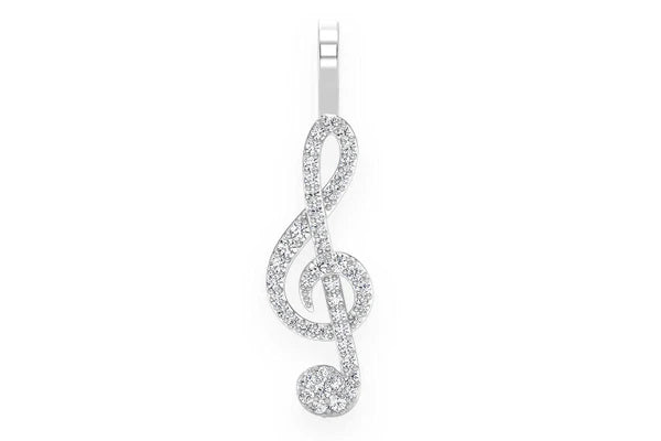 Erkals Jewellers Treble Clef Music Pendant 18K Gold Diamond 0.25ctw