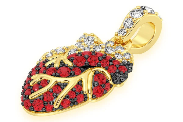 Erkals Jewellers Human Heart Pendant 18K Gold Ruby Diamond 3.50ctw