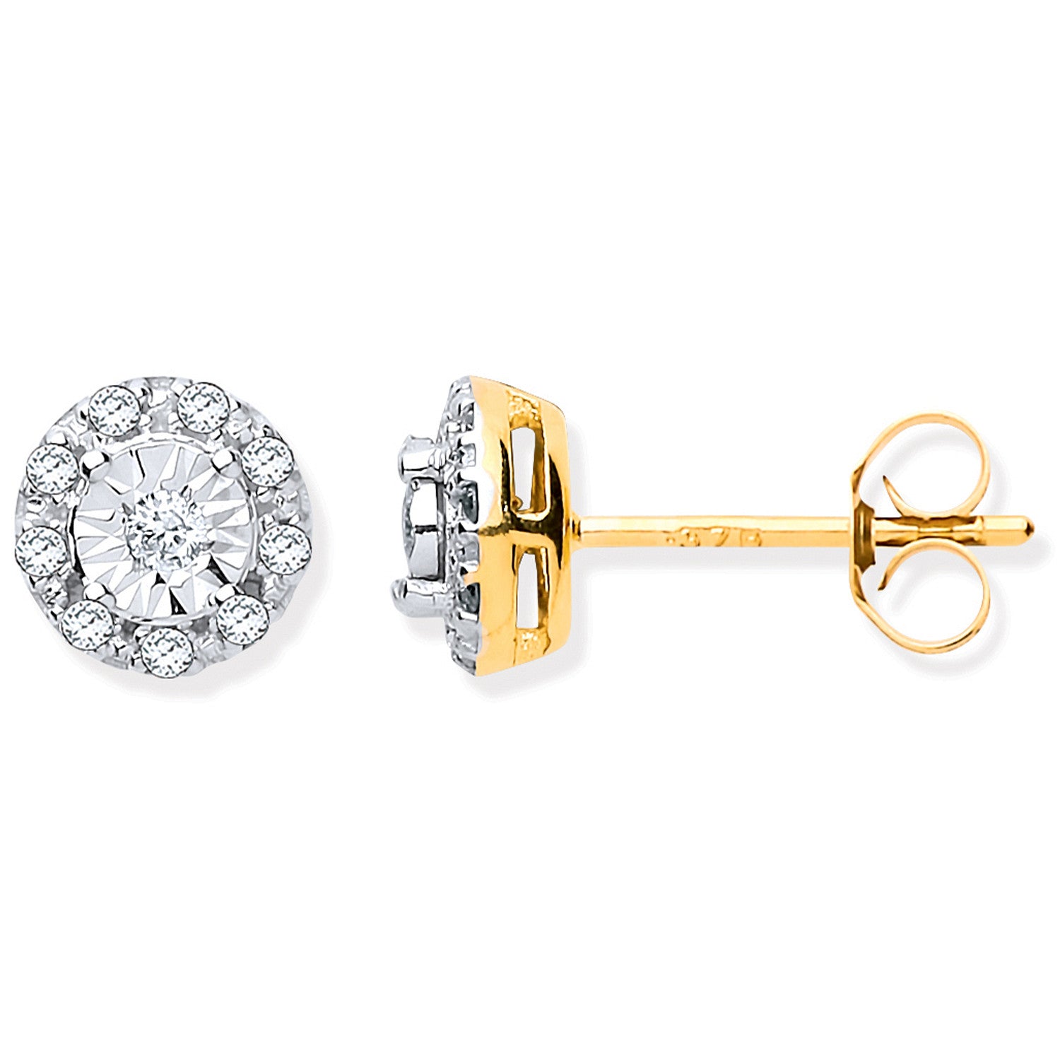 9ct Yellow Gold 0.13ct Dia Stud Earrings