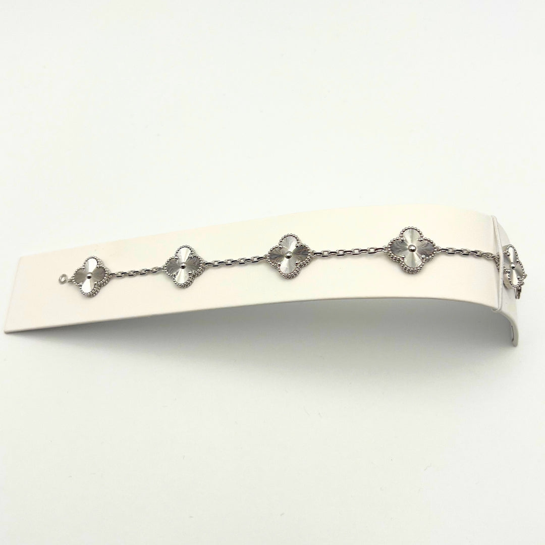 Van Cleef & Arpels Vintage Alhambra Bracelet 5 Motifs 18K White Gold