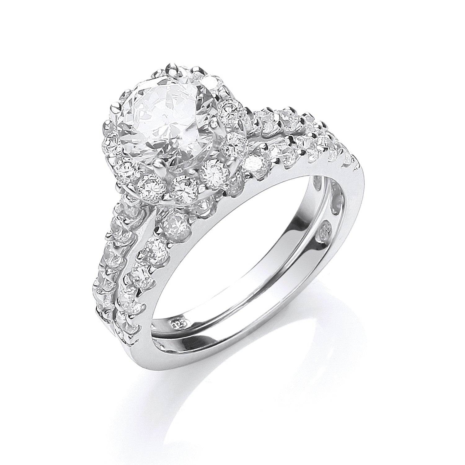 Silver Bridal Set Cz Rings