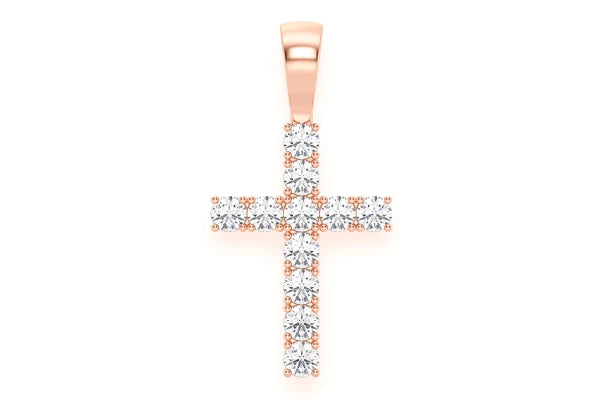 Erkals Jewellers Solitaire Cross Pendant 18K Gold Diamond 1.00ctw