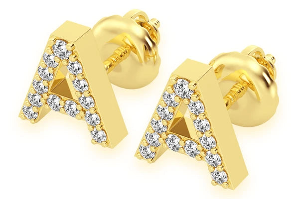 Erkals Jewellers Mini Any Letter Stud Earrings 18K Gold 0.10ctw