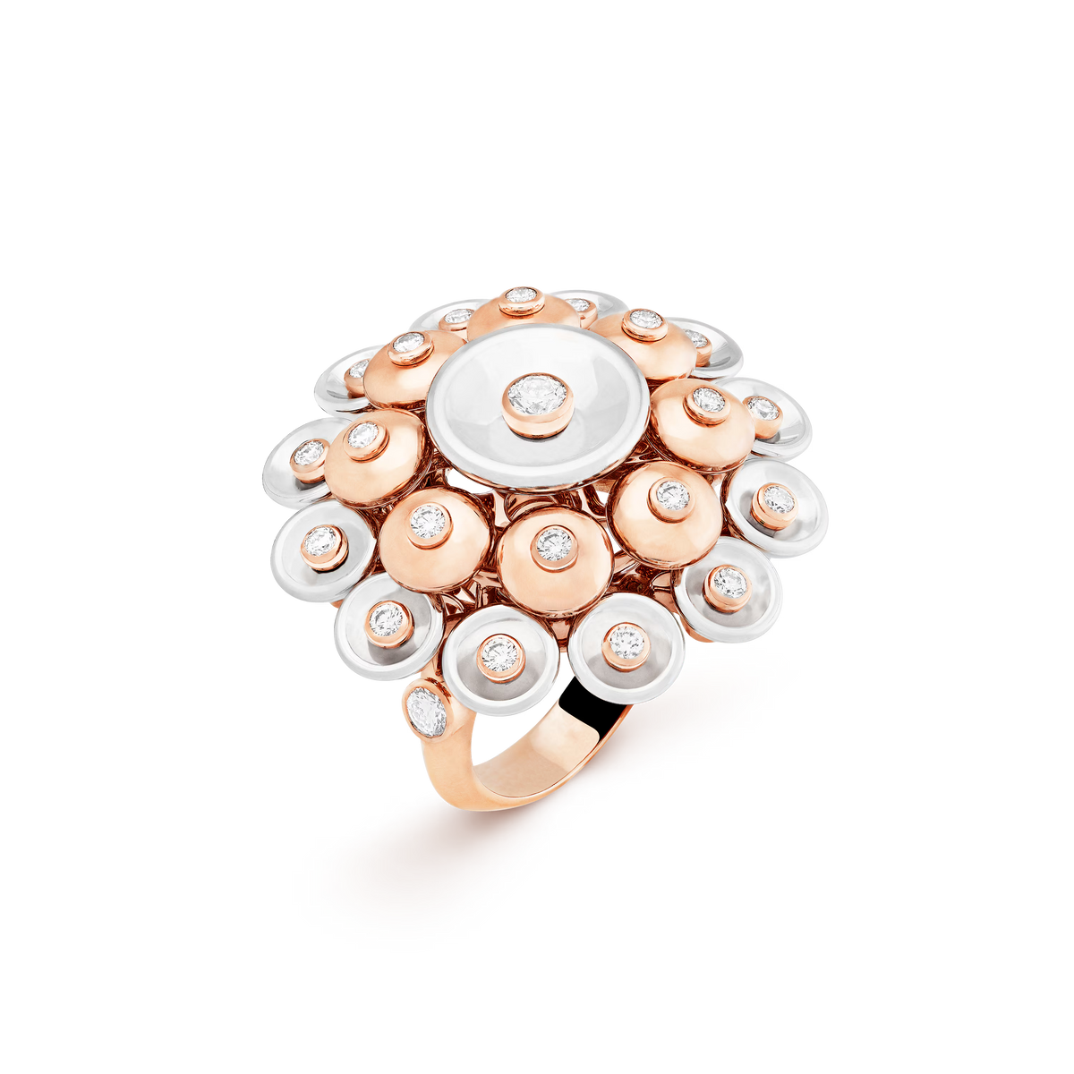 Van Cleef & Arpels Bouton d'Or Ring 18K Rose Gold White Gold Diamond