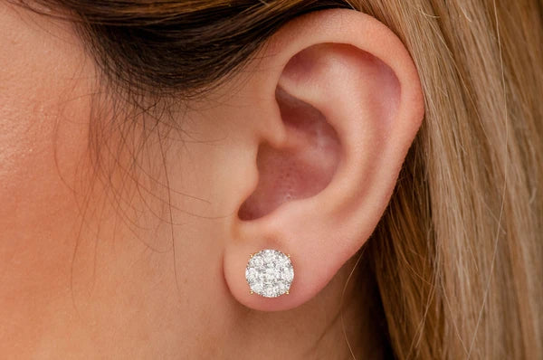 Erkals Jewellers Mosaic Stud Earrings 18K Gold 2.00ctw