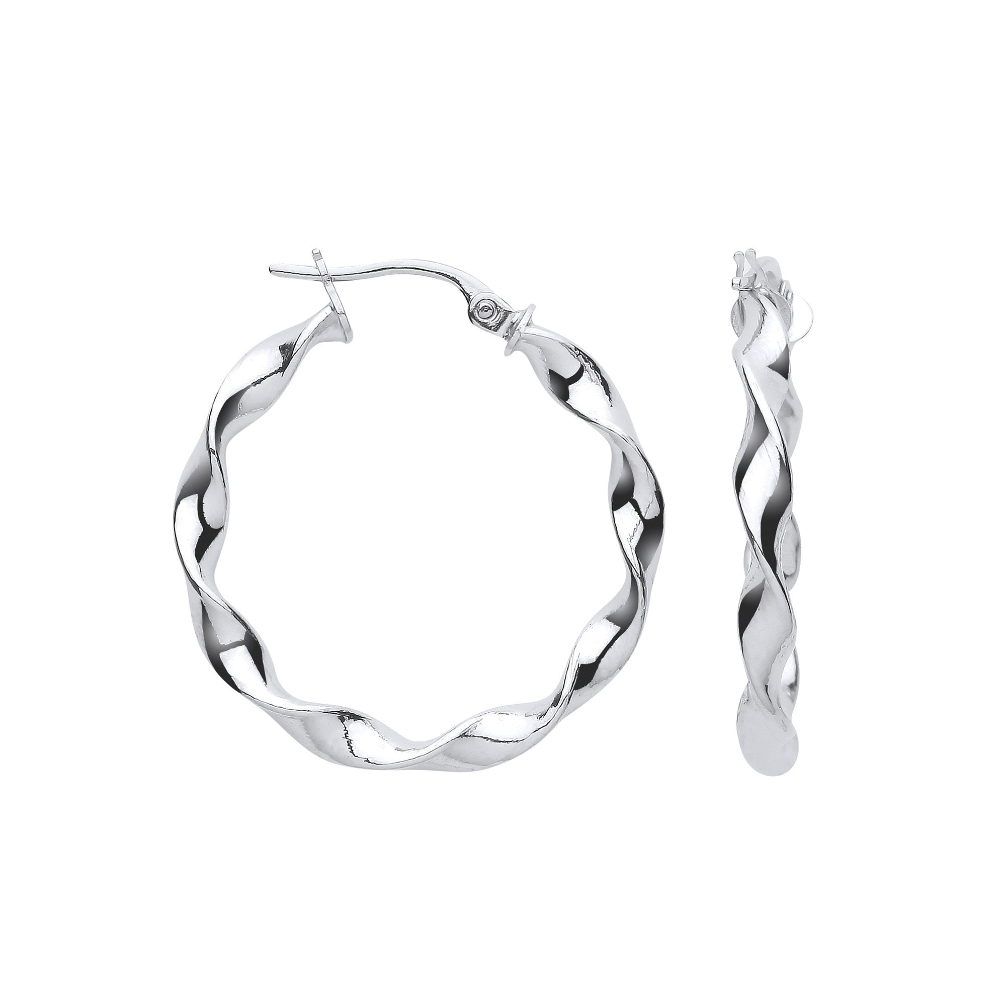 W/G 25mm Twisted Hoop Earrings