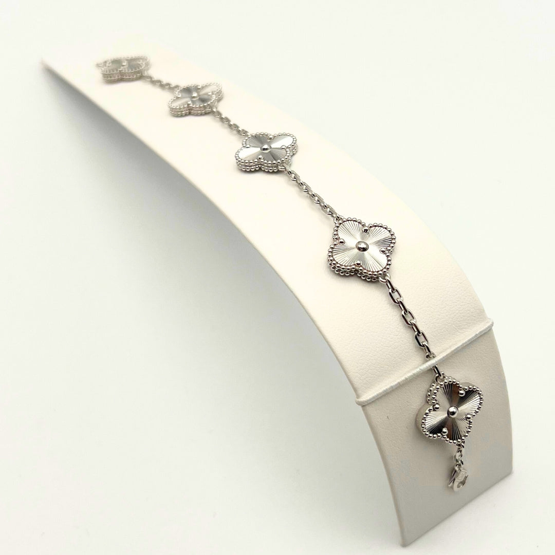 Van Cleef & Arpels Vintage Alhambra Bracelet 5 Motifs 18K White Gold