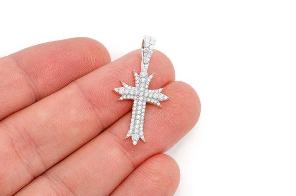 Erkals Jewellers Deco Three Row Cross Pendant 18K Gold Diamond 0.65ctw