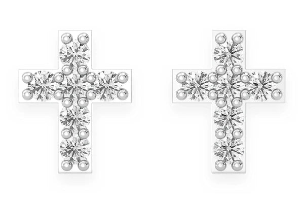 Erkals Jewellers Mini Cross Stud Earrings 18K Gold 0.10ctw