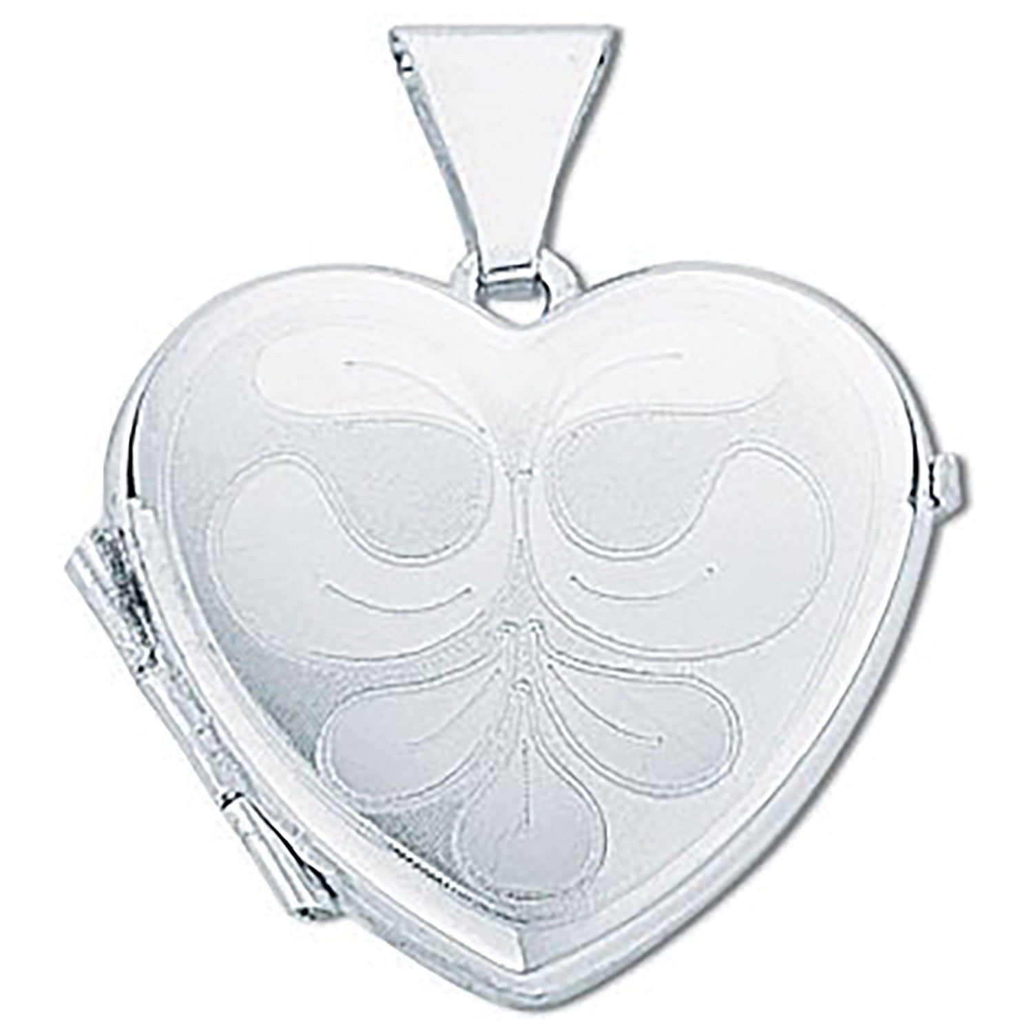 Silver Small Engraved Heart Shaped Locket