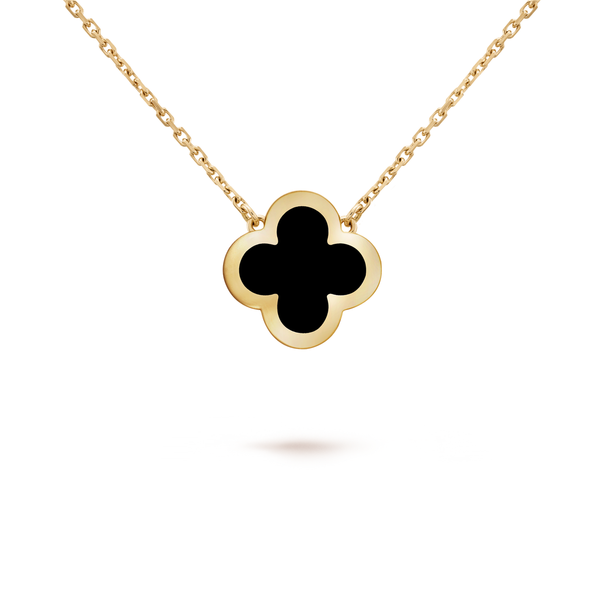 Van Cleef & Arpels Pure Alhambra Onyx Pendant 18K Yellow Gold