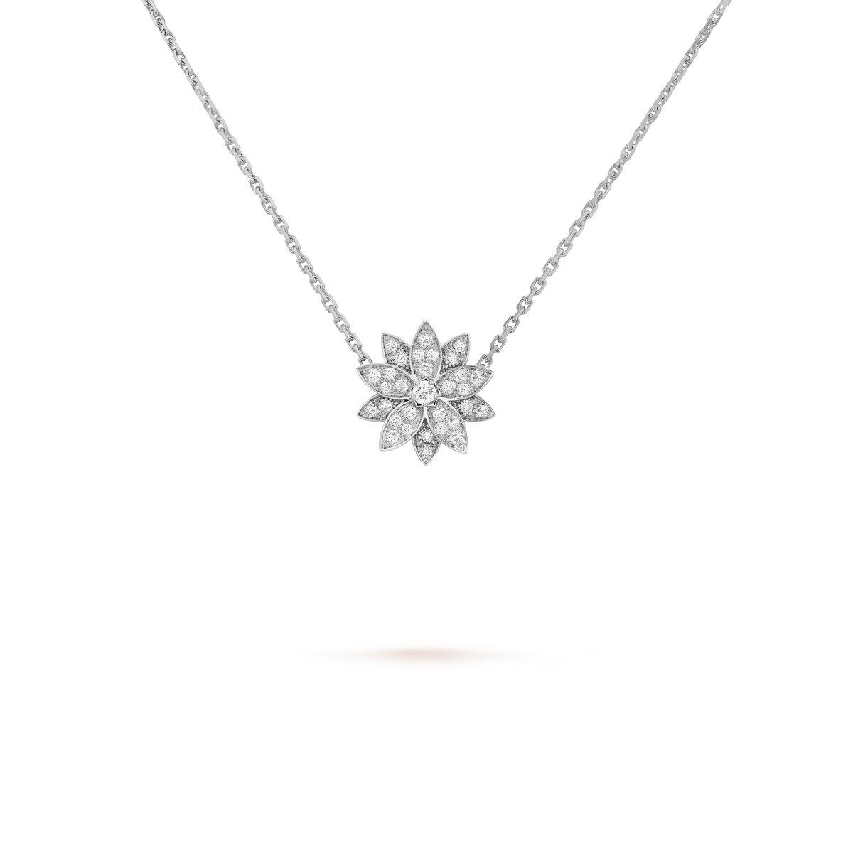 Van Cleef & Arpels Lotus Diamonds Small Pendant 18K White Gold
