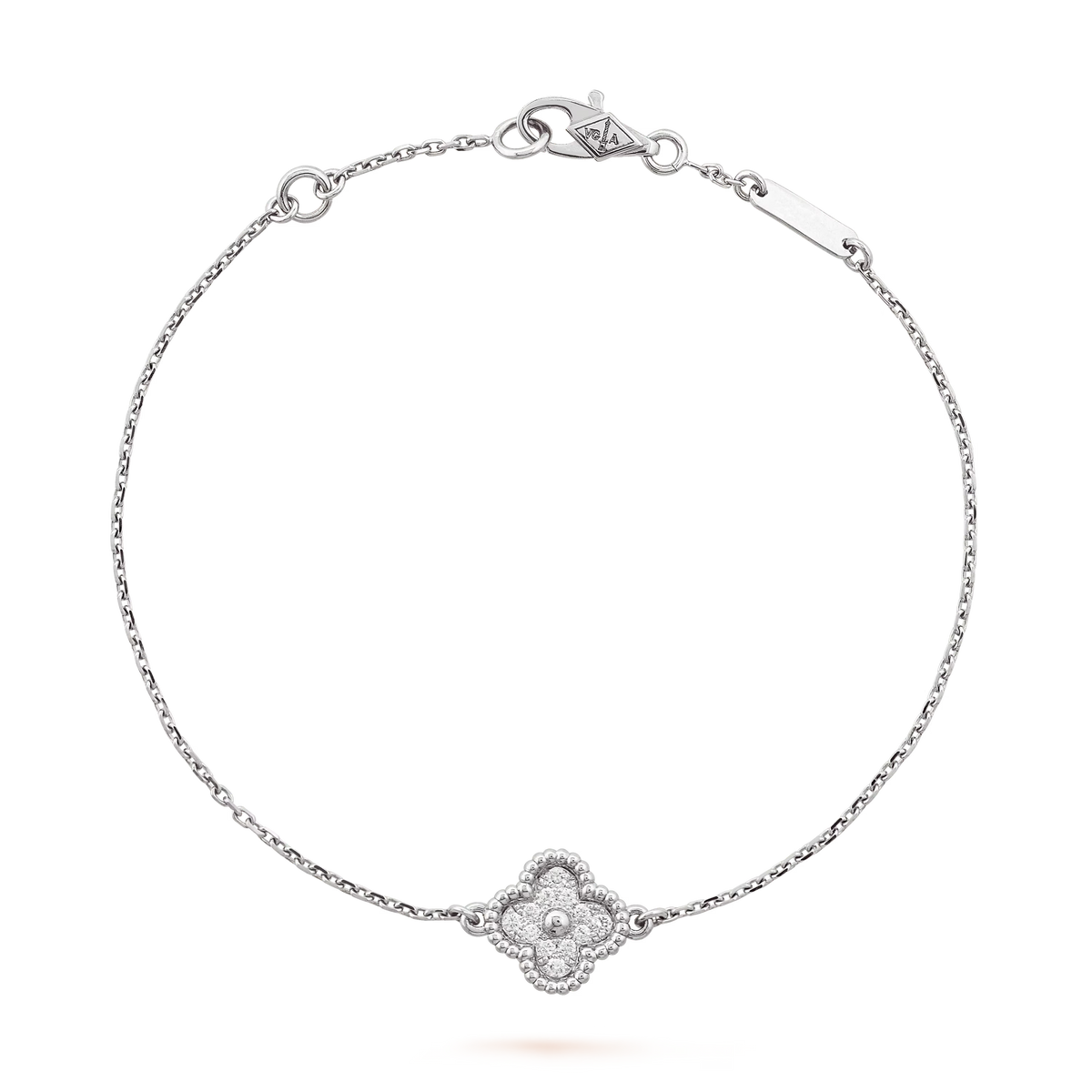 Van Cleef & Arpels Sweet Alhambra 1 Motif Diamond Bracelet 18K White Gold