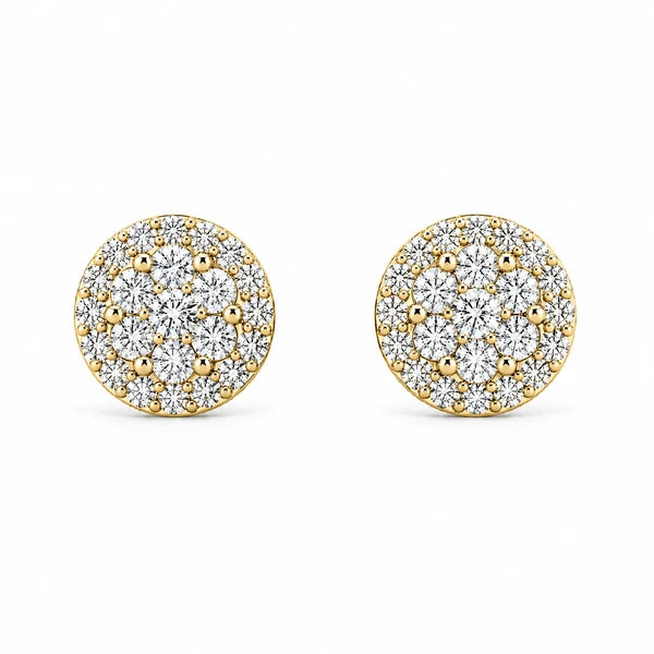 Erkals Jewellers Halo Flower Stud Earrings 18K Gold 1.00ctw